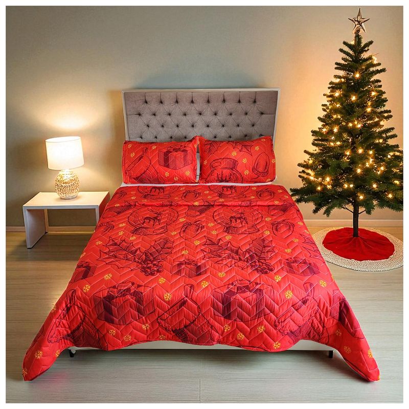 HOGARETO - Edredón Navidad Unifaz Cama Doble 140x190cm Hogareto 8113
