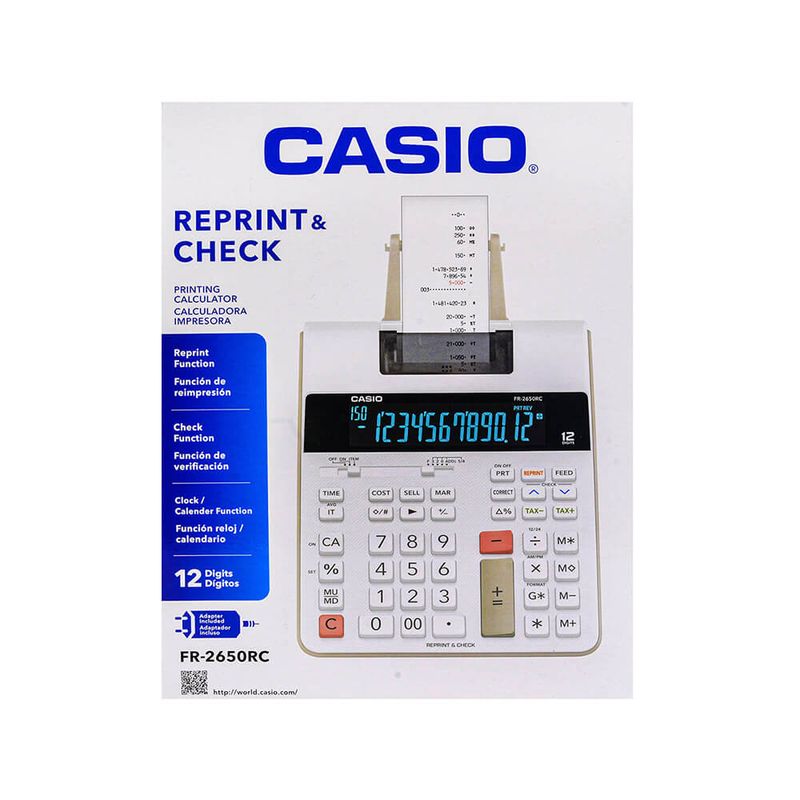 CASIO - SUMADORA CASIO DE ROLLO FR 2650 COM IMPRESORA MAS ADAPTADOR