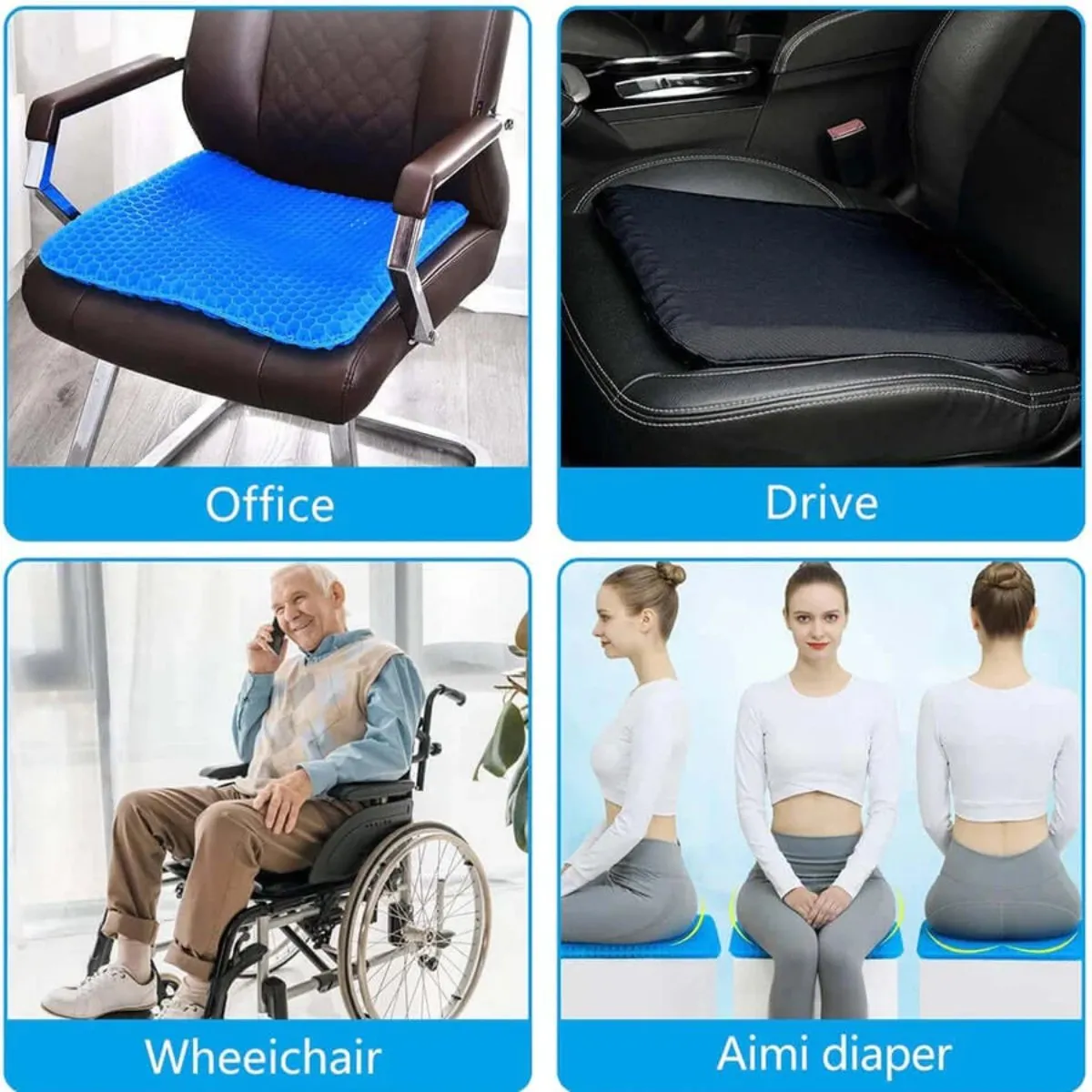 GENERICO - Cojin de Gel Ergonomico Silicon Comodo Asiento Auto Silla
