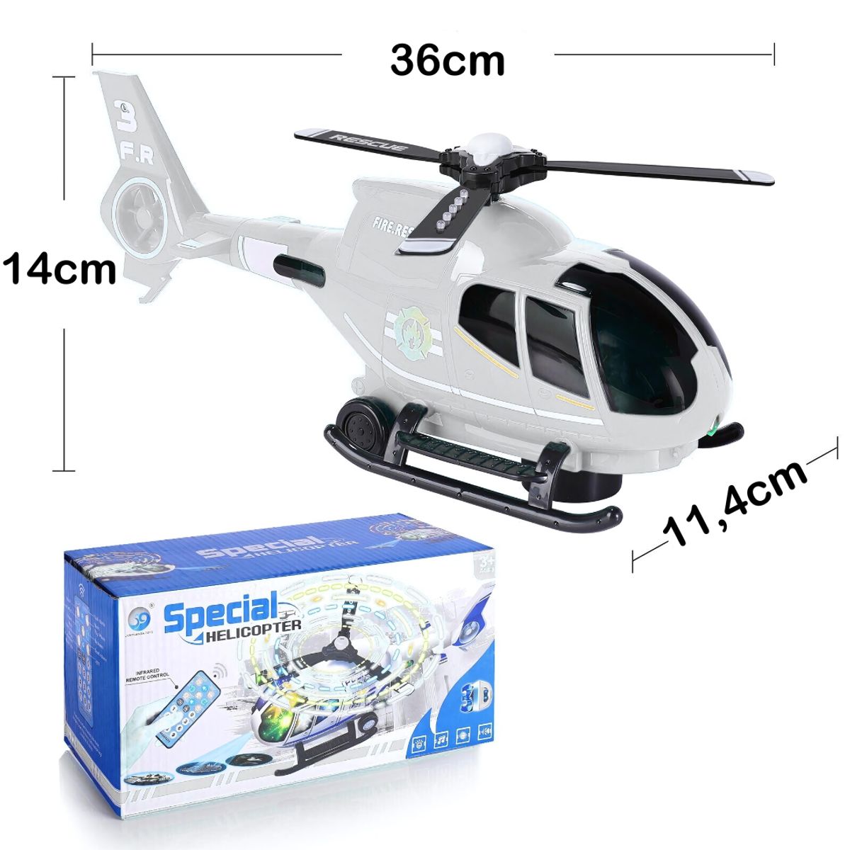 GENERICO - Helicóptero Rescate Electrónico Juguete Con Luces Y Sonido