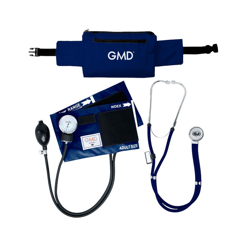 GMD - Kit Tensiometro Manual + Fonendoscopio Rappaport + Canguro Azul Profundo