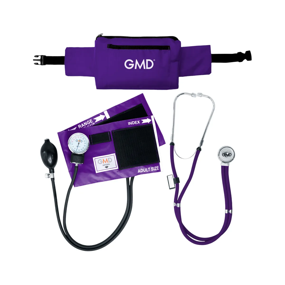 GMD - Kit Tensiometro Manual + Fonendoscopio Rappaport + Canguro Purpura
