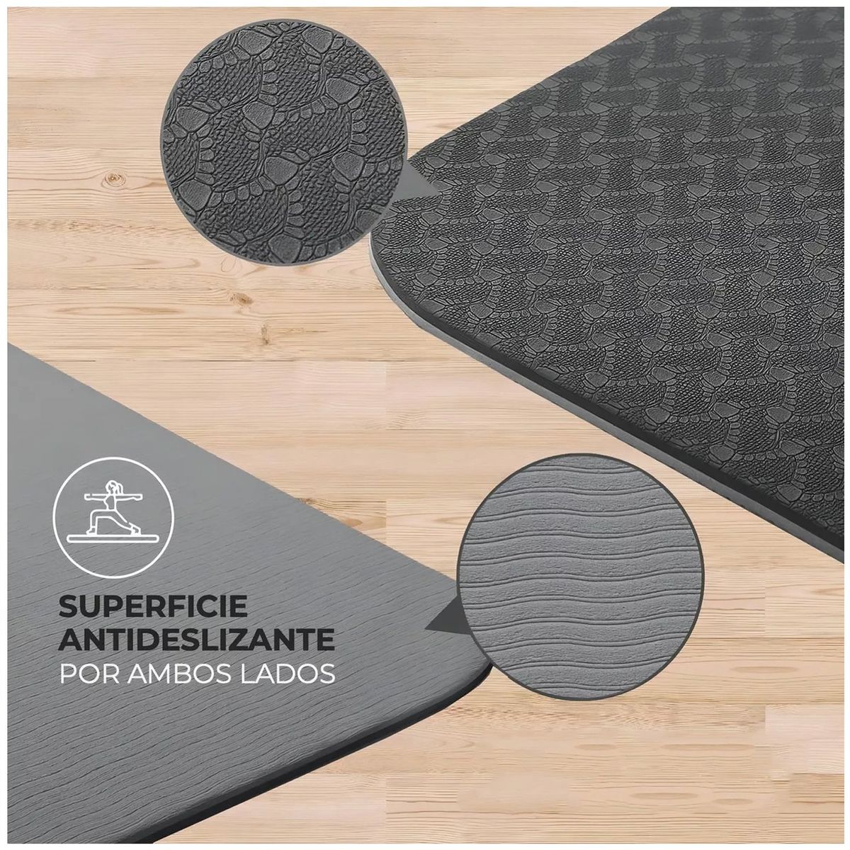 ONE PIXEL - Mat Yoga Colchoneta Tapete Ejercicio 8mm Bolso Negro One Px