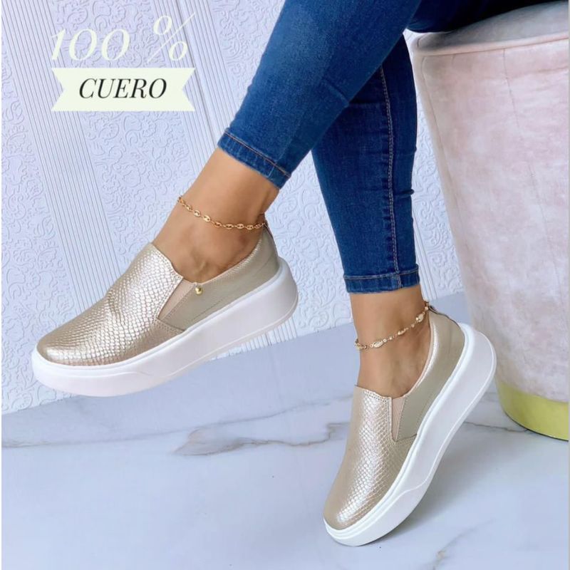 EVEGONZ - Zapatillas mujer negro en cuero calzado dama