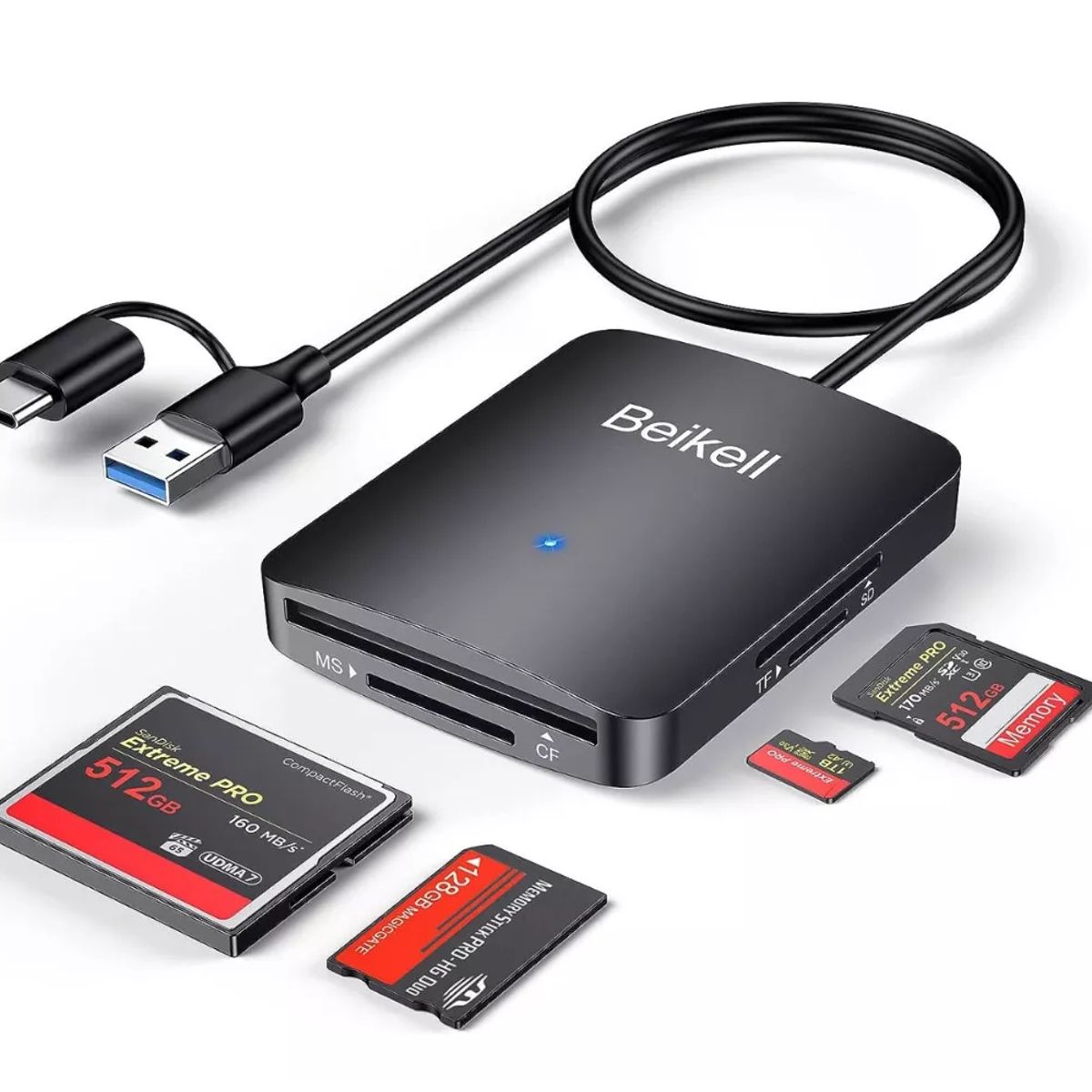 GENERICO - Lector De Tarjetas Sd 4en1 Beikell + Adaptador Usb-c Winios