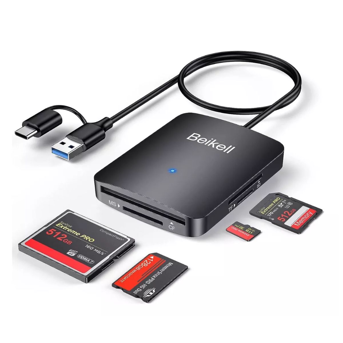 GENERICO - Lector De Tarjetas Sd 4en1 Beikell + Adaptador Usb-c Winios