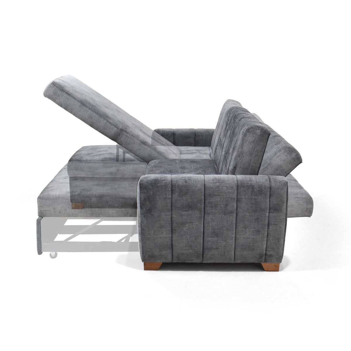 VENECIA - Sofa Cama en L Multifuncional Derecho Apolo 220X160X92 Gris