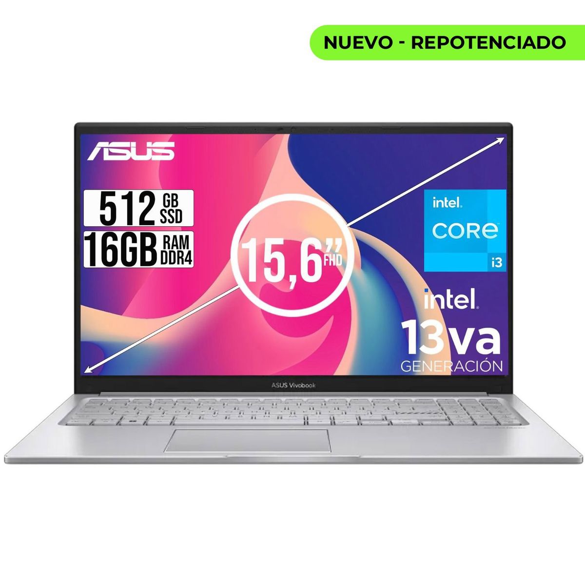 ASUS - PORTATIL ASUS VIVOBOOK INTEL CORE I3-1315U SSD 512GB RAM 16GB 15,6 FULL HD