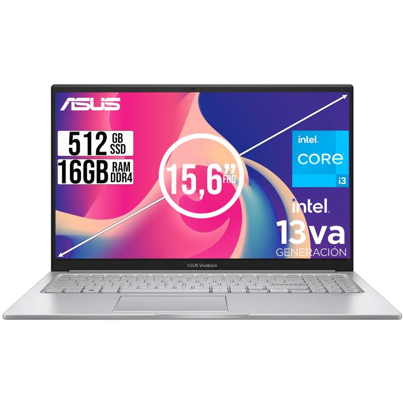 ASUS - PORTATIL ASUS VIVOBOOK INTEL CORE I3-1315U SSD 512GB RAM 16GB 15,6 FULL HD