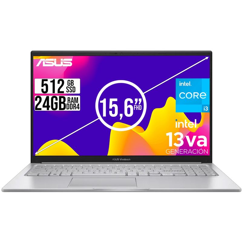 ASUS - PORTATIL ASUS VIVOBOOK INTEL CORE I3-1315U SSD 512GB RAM 24GB 15,6 FULL HD