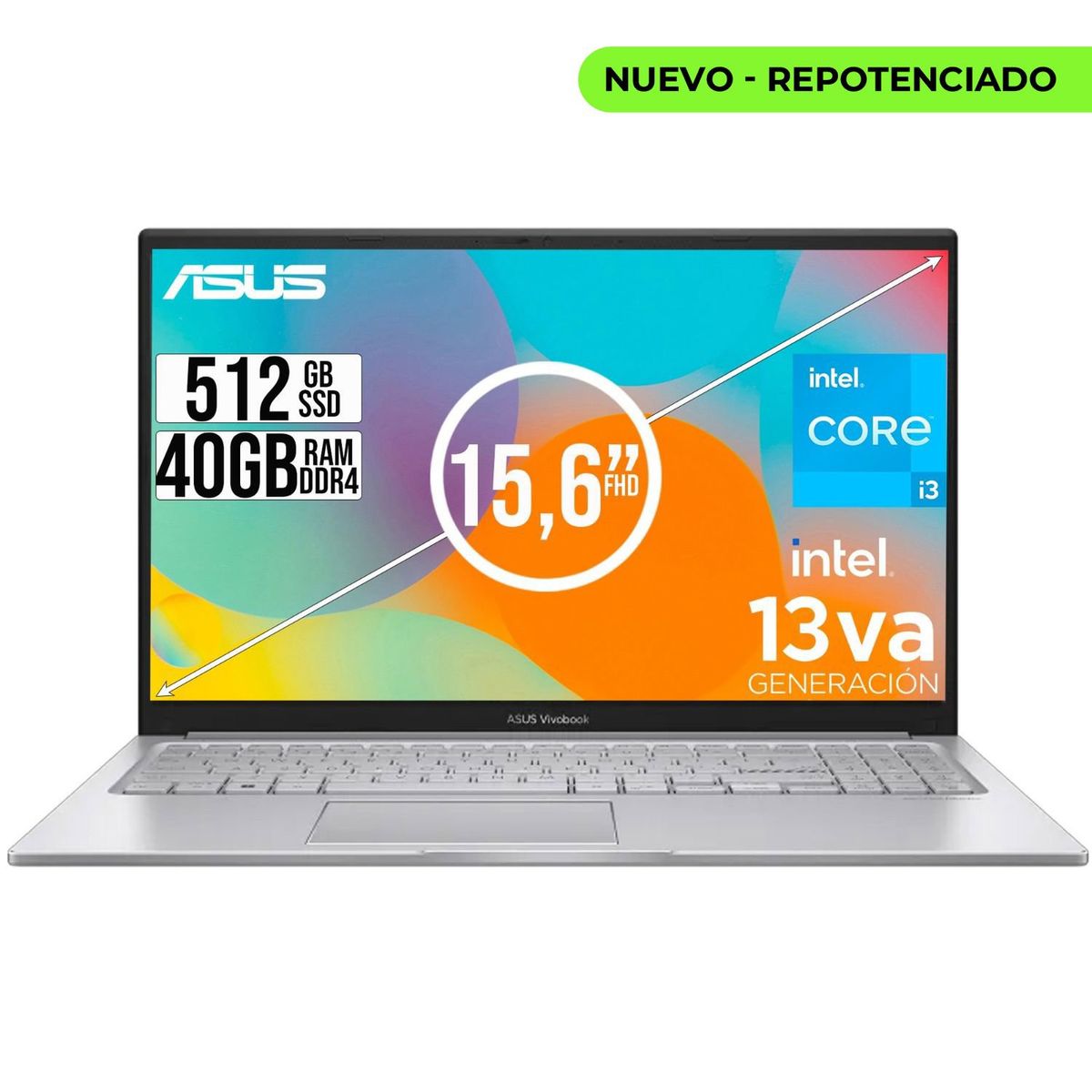ASUS - PORTATIL ASUS VIVOBOOK INTEL CORE I3-1315U SSD 512GB RAM 40GB 15,6 FULL HD
