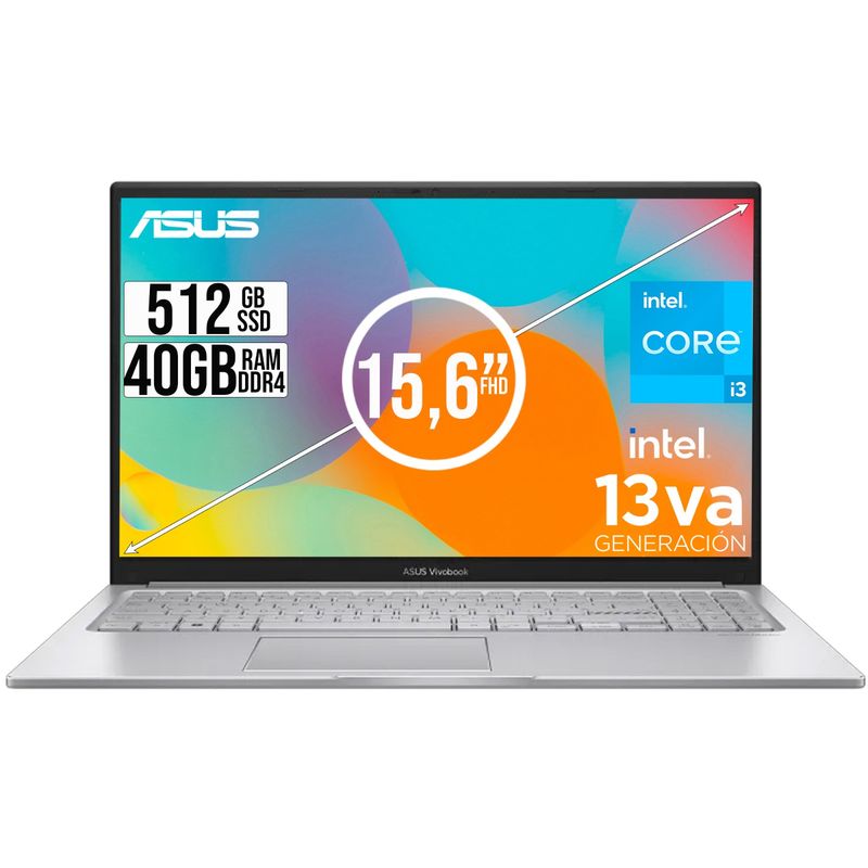 ASUS - PORTATIL ASUS VIVOBOOK INTEL CORE I3-1315U SSD 512GB RAM 40GB 15,6 FULL HD