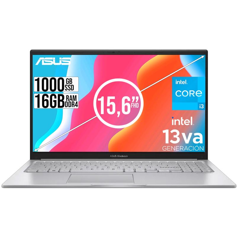 ASUS - PORTATIL ASUS VIVOBOOK INTEL CORE I3-1315U SSD 1TB RAM 16GB 15,6 FULL HD