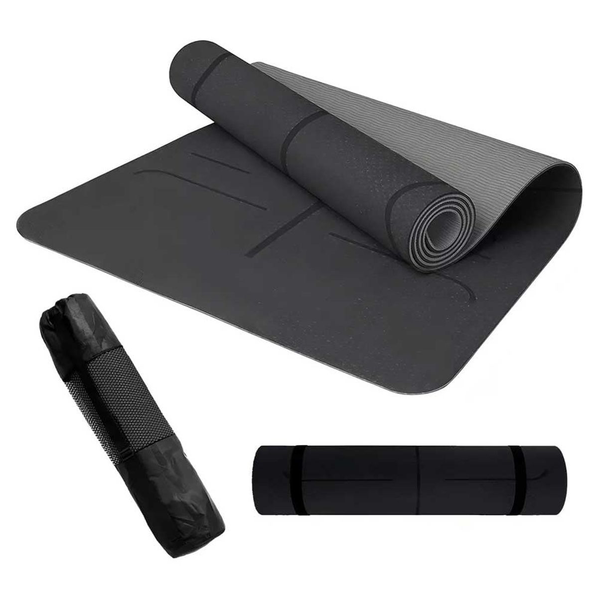 ONE PIXEL - Mat De Yoga Colchoneta Tapete Ejercicio 8mm Bolso Negro