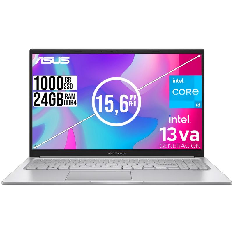 ASUS - PORTATIL ASUS VIVOBOOK INTEL CORE I3-1315U SSD 1TB RAM 24GB 15,6 FULL HD