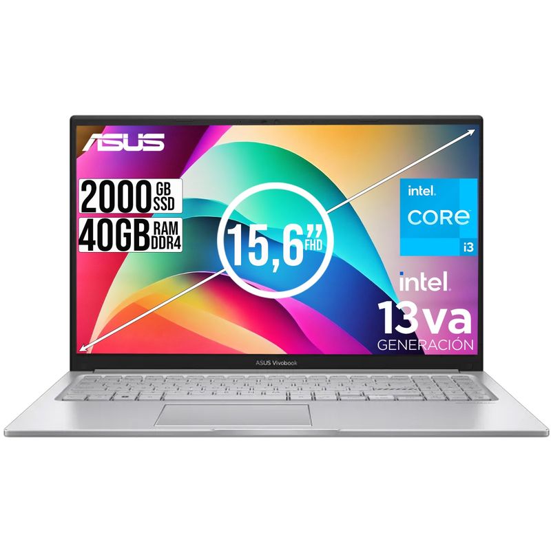 ASUS - PORTATIL ASUS VIVOBOOK INTEL CORE I3-1315U SSD 2TB RAM 40GB 15,6 FULL HD
