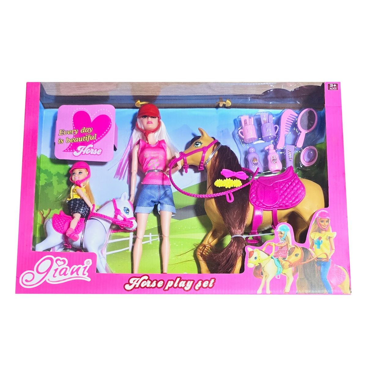 GENERICO - Muñeca Jineta Caballo Cuidado Accesorios Juguete Niñas