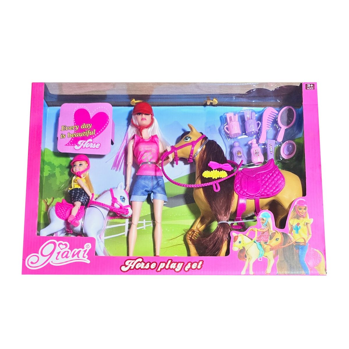 GENERICO - Muñeca Jineta Caballo Cuidado Accesorios Juguete Niñas