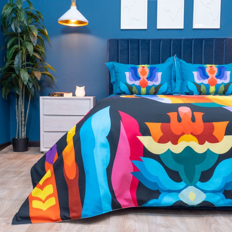 AMARE HOME - Duvet Cover Flora Carnaval- Colección Ledania 3 Piezas Doble.