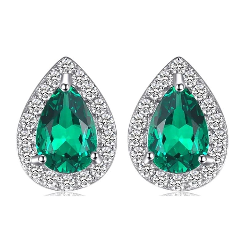ALHAJAS - Aretes Topitos Regalos Para Mujer Con Esmeralda Rusa Plata 925