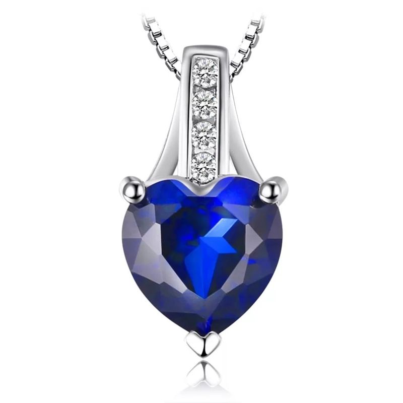 ALHAJAS - Collar Cadena Alhajas Para Mujer Zafiro Corazón Amor En Plata 925