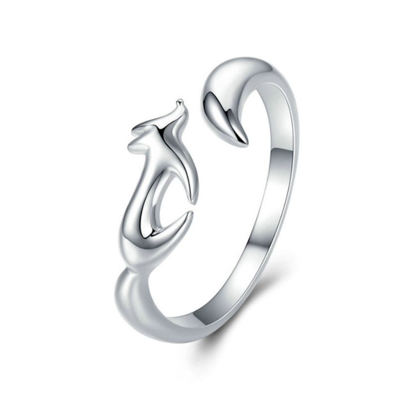 ALHAJAS - Anillo Alhajas Ajustable Regalos Para Mujer Zorro En Plata 925