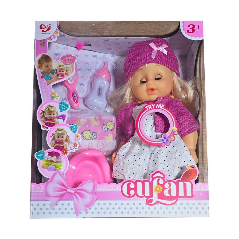 GENERICO - Muñeca Bebe Vestido Flores Bacinilla Peine Juguete Niña