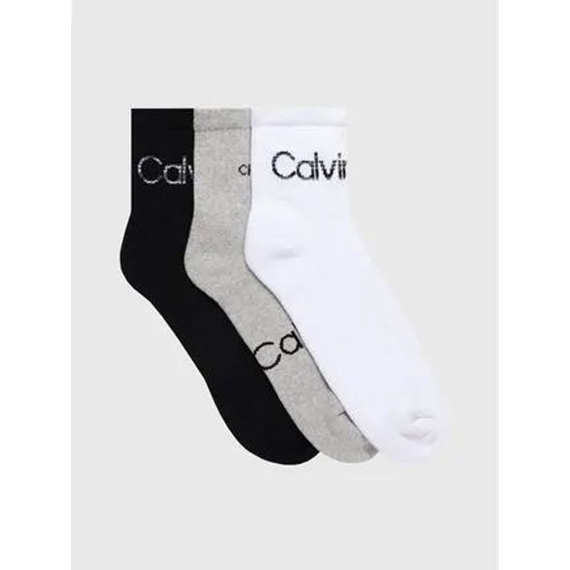 CALVIN KLEIN - Pack negro de 3 pares de calcetines con logo Calvin Klein