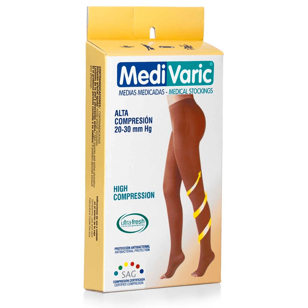 MEDIVARIC - Media Dama Cadera 20-30 Mmhg Medivaric Opaca Dedos Libres