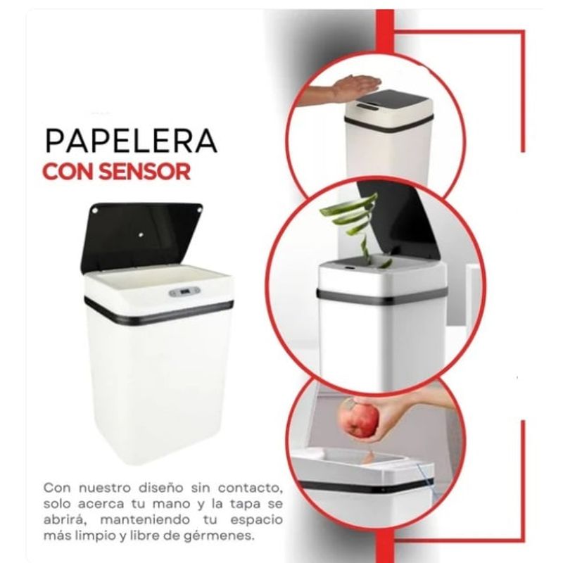 GENERICO - Canasta De Basura Sensor Automático 15Lts Movimiento Caneca