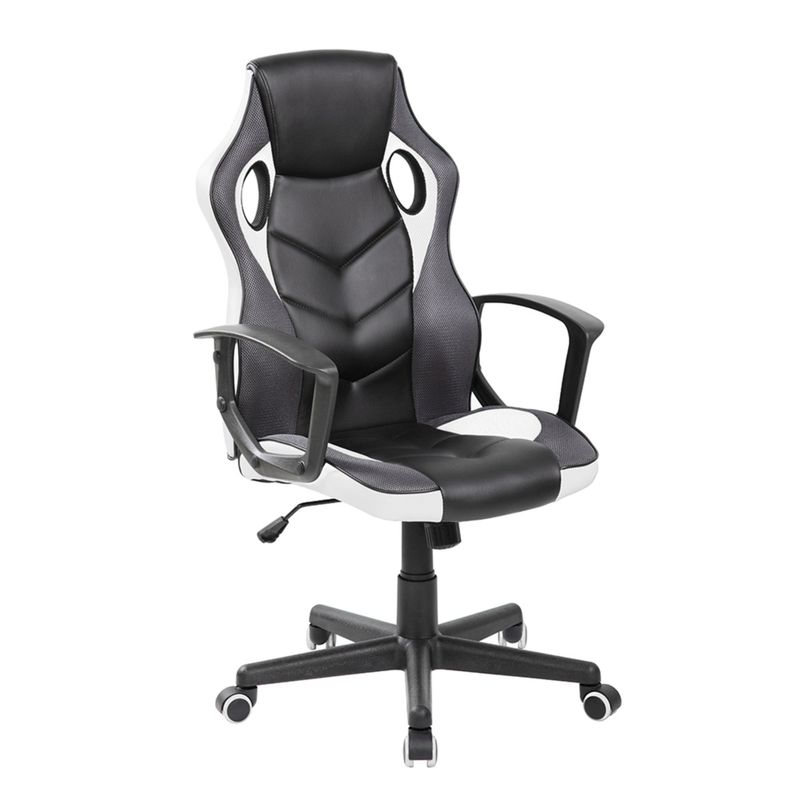 GENERICO - Silla gamer con brazos fijos y altura regulable en sintetico blanco