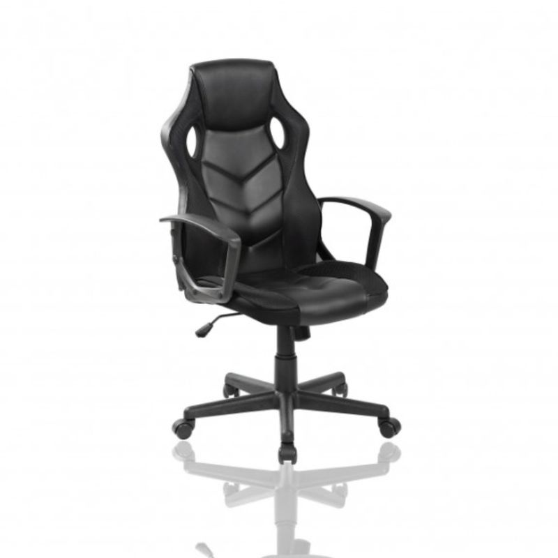 GENERICO - Silla gamer con brazos fijos y altura regulable en sintetico negro