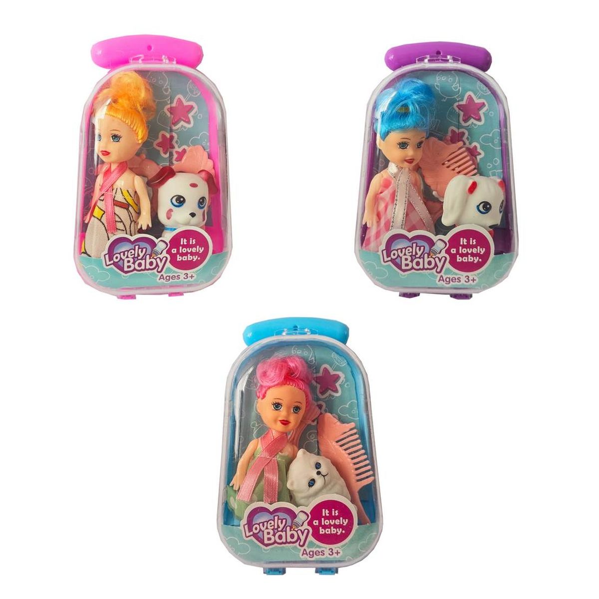 GENERICO - Muñeca Princesa Vestido Mascota Accesorios Maleta X 3 Un