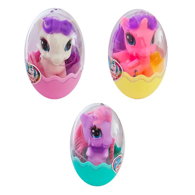 GENERICO - Unicornio Pony Juguete Niñas Huevo Sorpresa Didactico X 3 Un