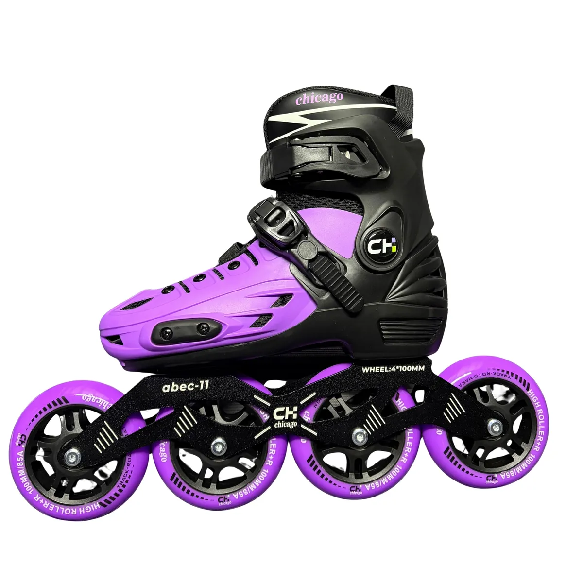 CHICAGO - Patines en Línea Semiprofesionales Bota Dura para Niñas y Damas Talla M 32-35 Morado