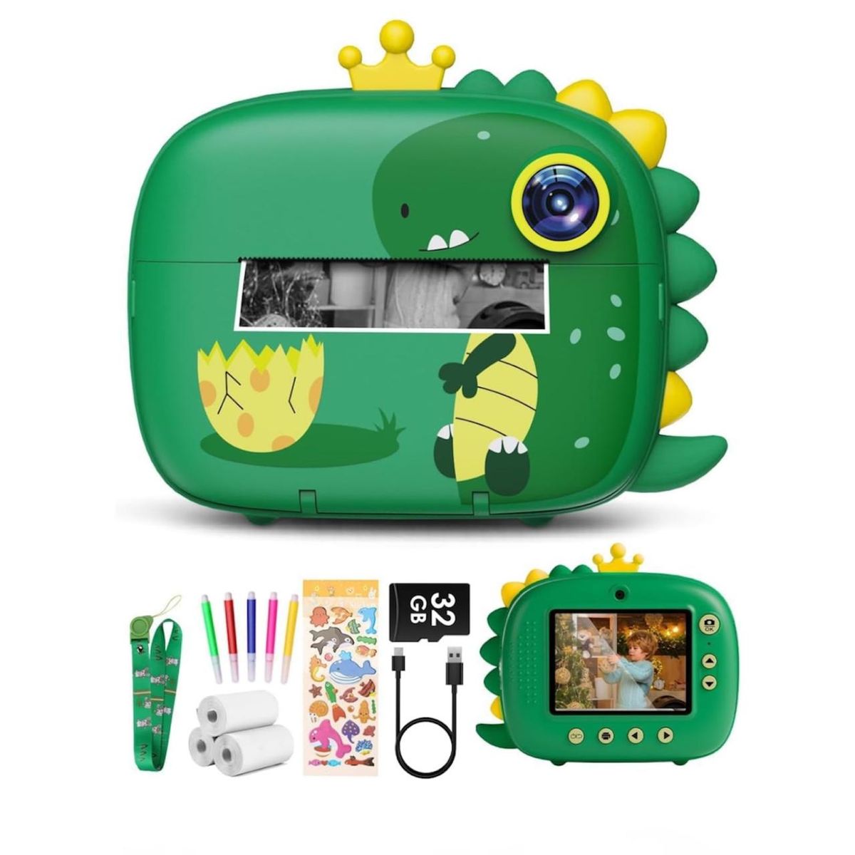 GENERICO - Cámara Instantánea Digital Selfie Para Niños Dinosaurio