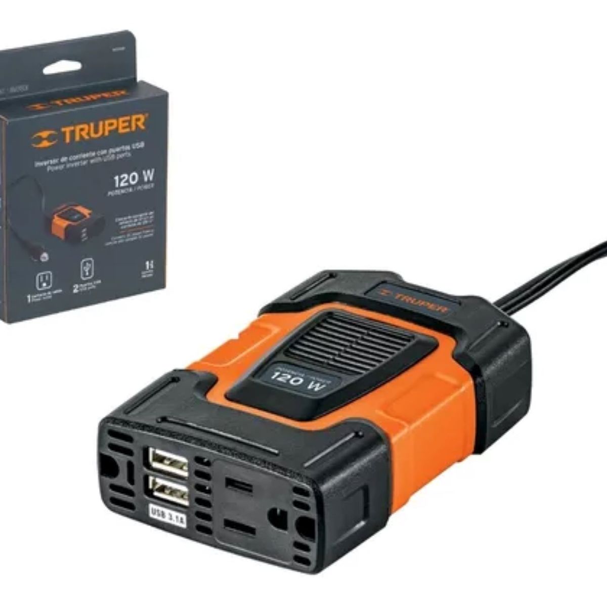 TRUPER - Inversor Conversor De Corriente Usb D 12v A 120v 120w Truper