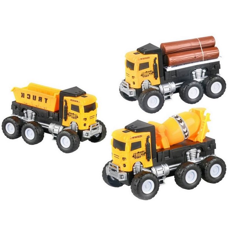 GENERICO - Colección Carros Camion Construccion Arrastre Niños X 3 Unid