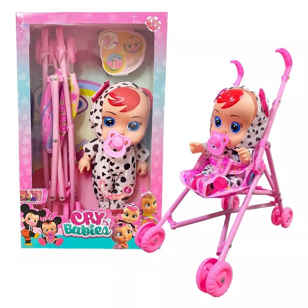 GENERICO - Muñeca Bebes Llorones Con Sonidos Coche Tetero Juguete Niñas