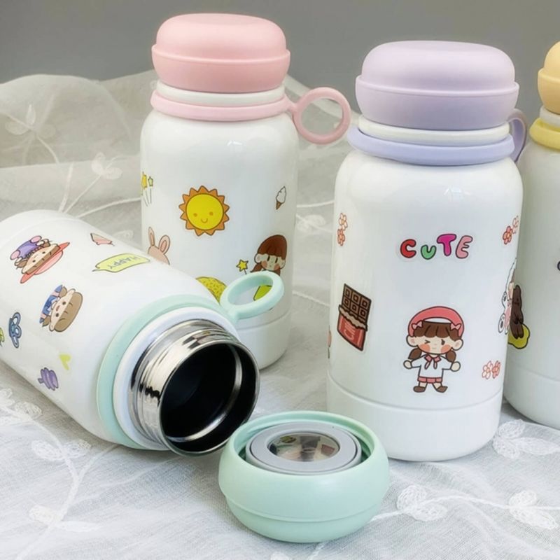 GENERICO - Termo En Acero Inoxidable Niños y Adultos 350 cc Blanco/Lila