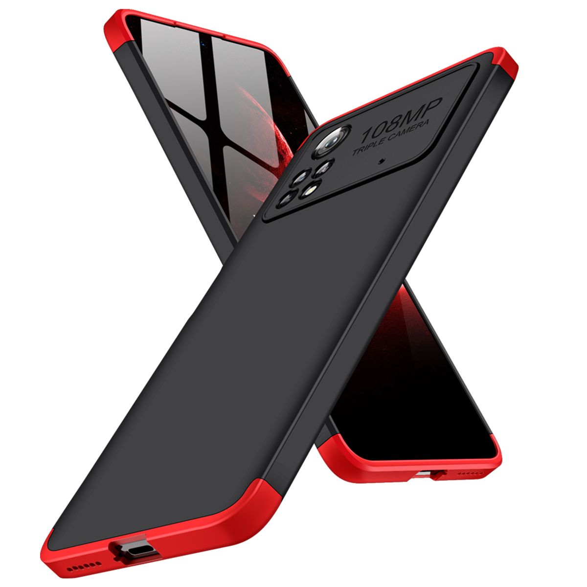 GENERICO - Funda Carcasa Estuche Protector Para Poco X4 PRO Negro con Rojo