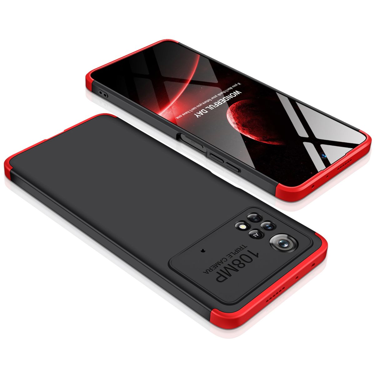 GENERICO - Funda Carcasa Estuche Protector Para Poco X4 PRO Negro con Rojo