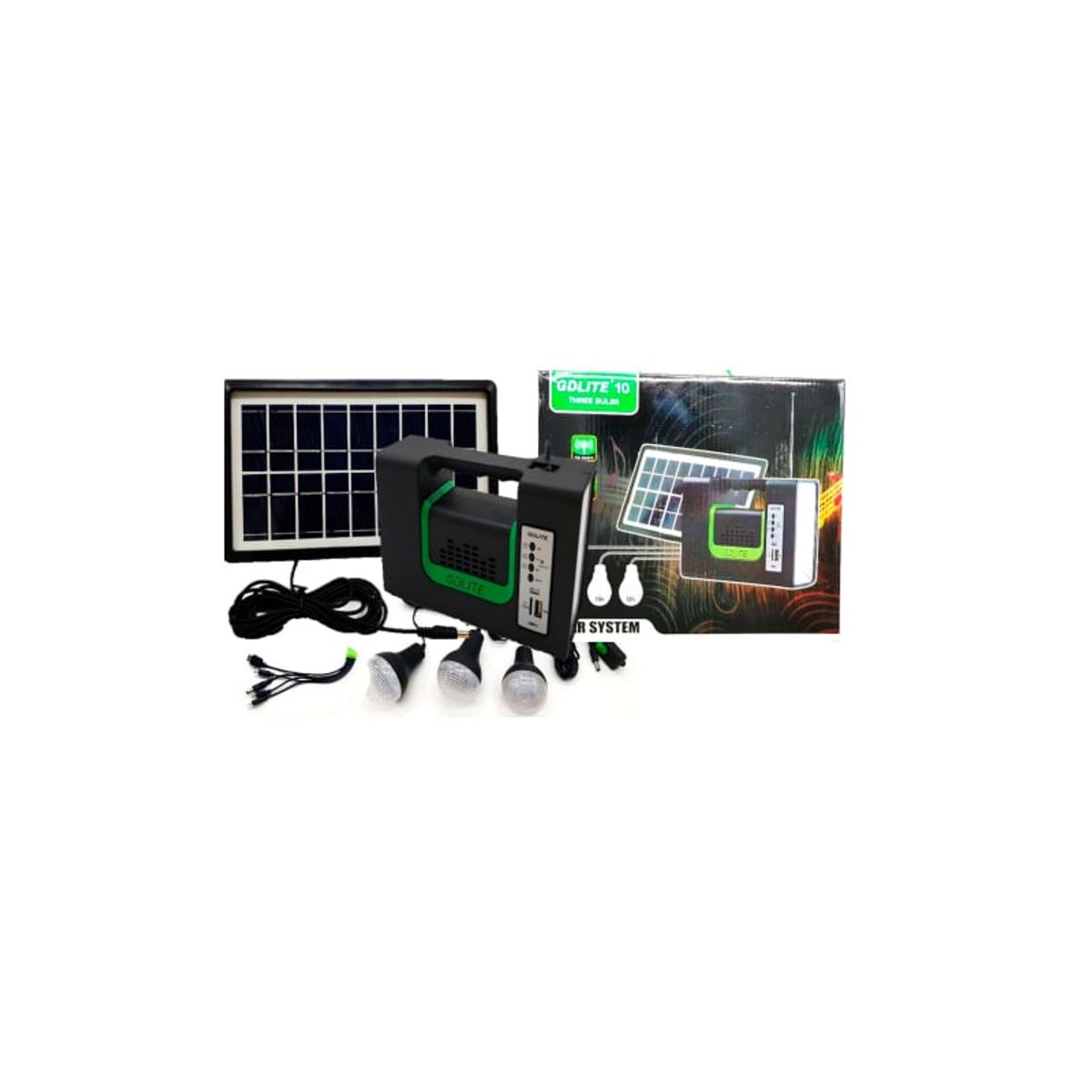 GENERICO - Kit Panel Solar Con Batería Y 3 Bombillos De 3w Carga Usb 5v