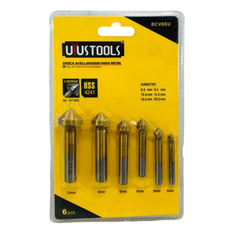 UYUSTOOLS - Juego Brocas Avellanadoras Para Metal X 6pcs Acero Hss