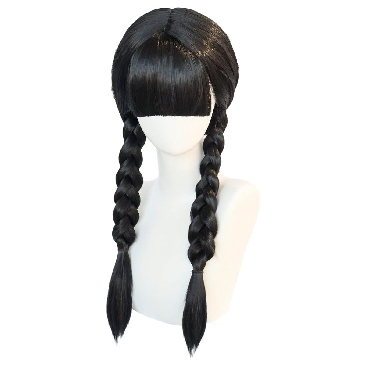 GENERICO - Peluca Merlina Locos Adams Trenzas Largas Disfraz Halloween