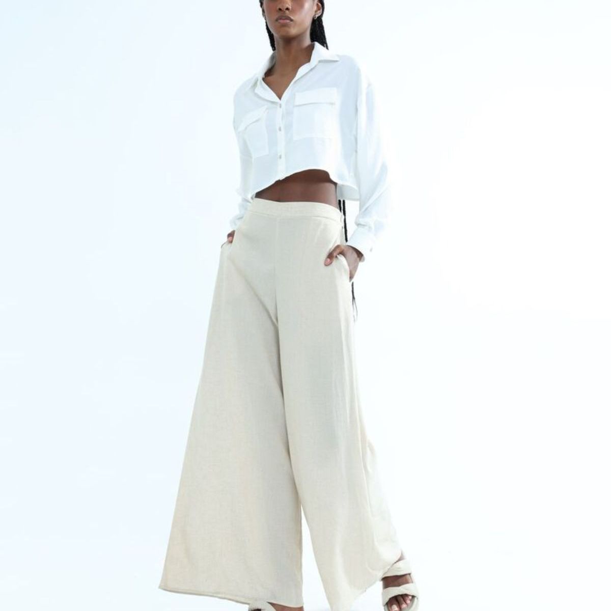 SEVEN SEVEN - Pantalón Fluido En Efecto Lino  Para Mujer Crudo Seven Seven