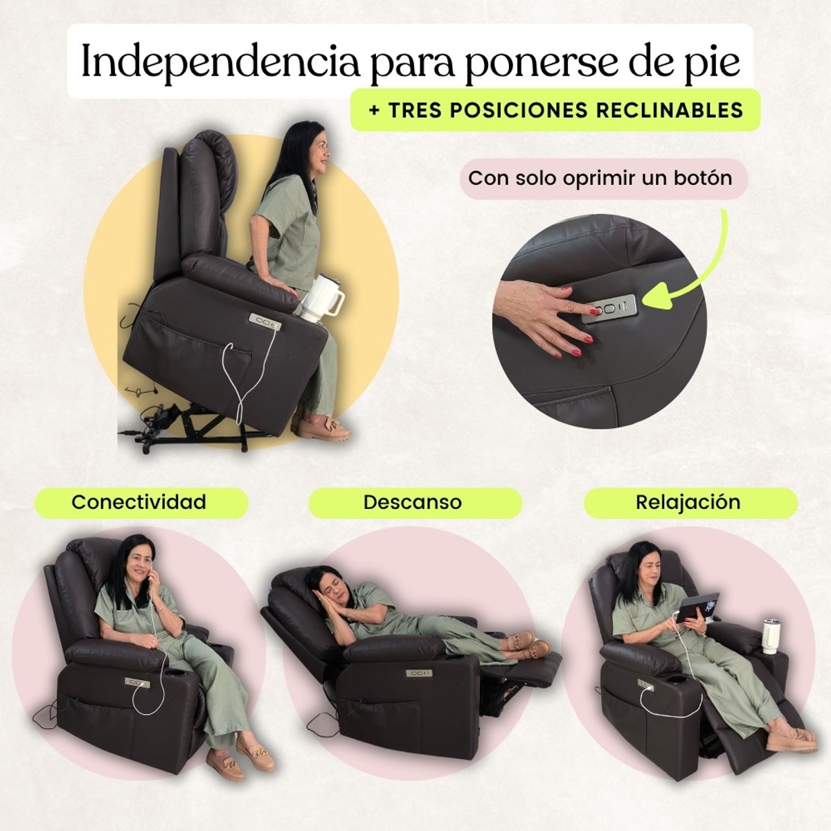 TV NOVEDADES - Sillón Elevador Masajeador Stand Up Couch Ultra Marrón