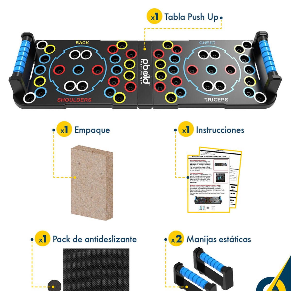 PBOLD - Push Ups Tabla De Flexiones Empuje Plegable Multifunción