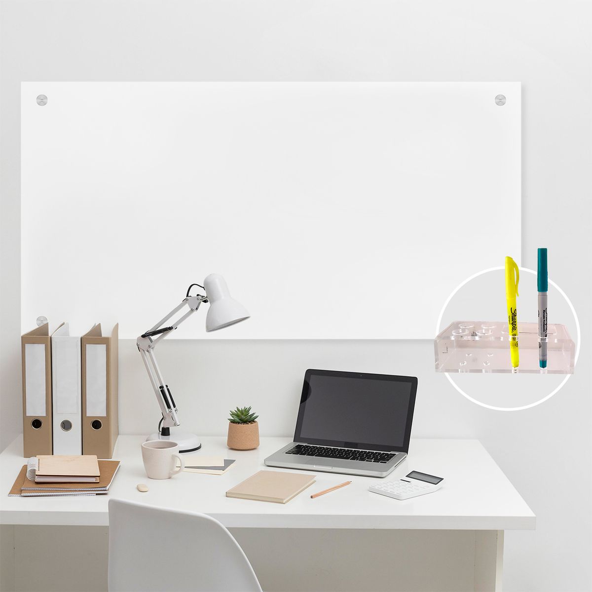 GENERICO - Tablero en vidrio templadoTamaño 120x80 cm Color Blanco Antireflejo