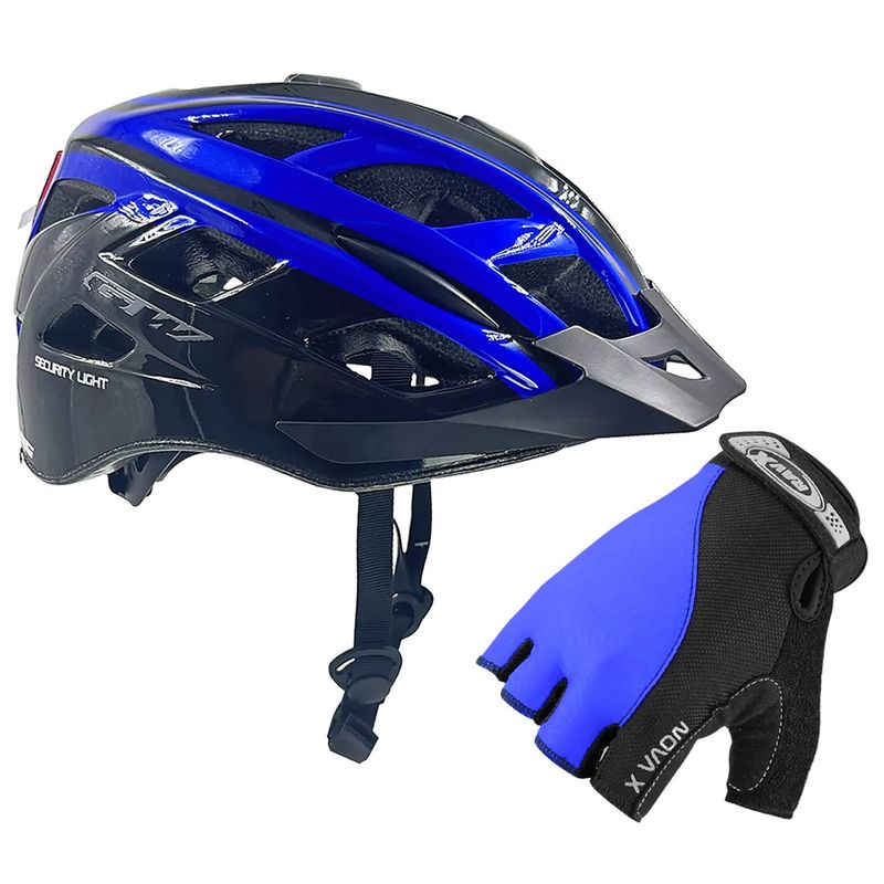 GW - Casco Ciclismo Con Luz + Guante Bicicleta Mtb Ruta Ajustable